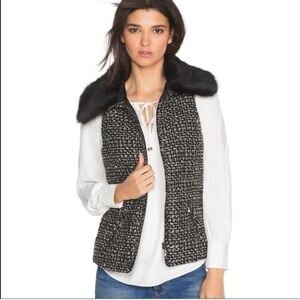 WHBM NWT NEW White House Black Market Tweed Wool Blend PUFFER VEST XS
